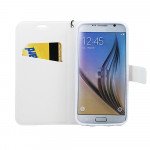 Wholesale Galaxy S6 Edge Crystal Flip Leather Wallet Case with Strap (Rainbow Flower White)